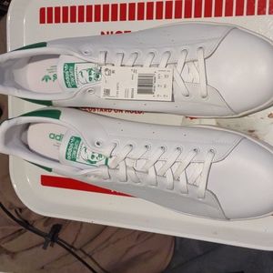One pair of white and green, Adidas, Stan Smiths, size 19